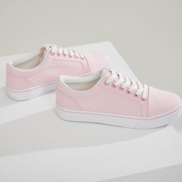 Women's Canvas Sneakers White Casual Flat Heel Athletic Shoes Skateboarding - Picture 8 of 9